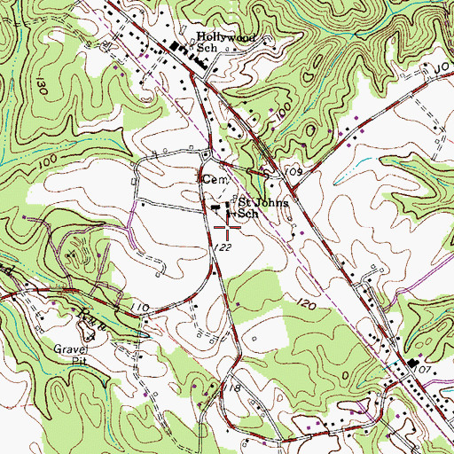 Topographic Map of Saint John Parish Cemetery, MD