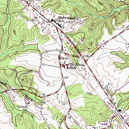 Topographic Map of Saint Johns Roman Catholic Church, MD