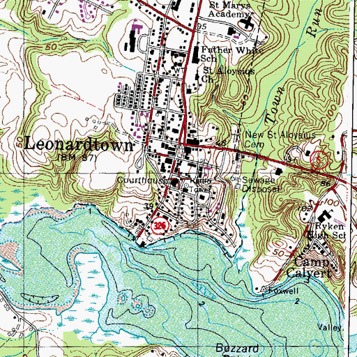 Topographic Map of Saint Marys County Courthouse, MD