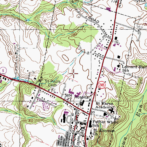 Topographic Map of MedStar Saint Mary's Hospital, MD
