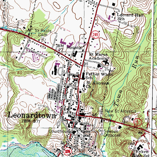 Topographic Map of Saint Peters Episcopal Church, MD