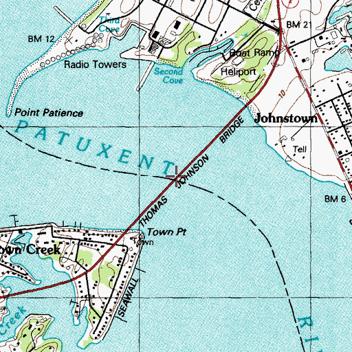 Topographic Map of Thomas Johnson Bridge, MD