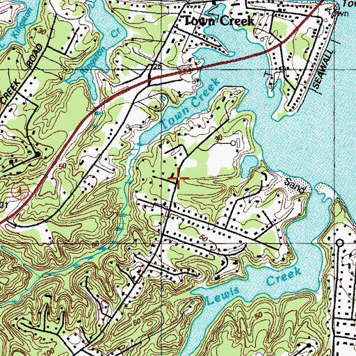 Topographic Map of Town Creek Farm, MD