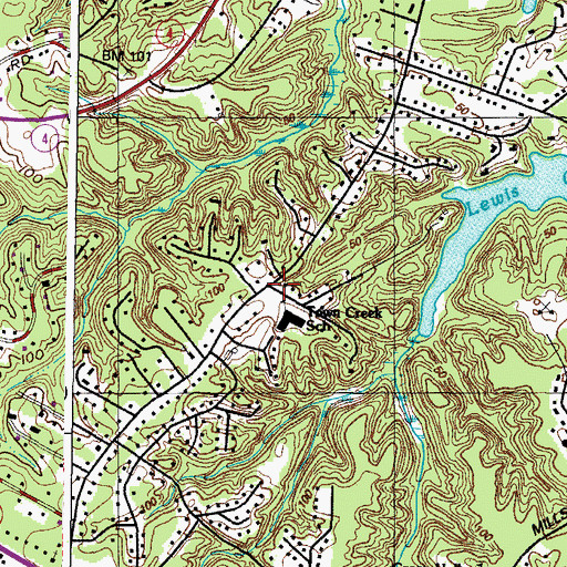 Topographic Map of Town Creek Manor, MD