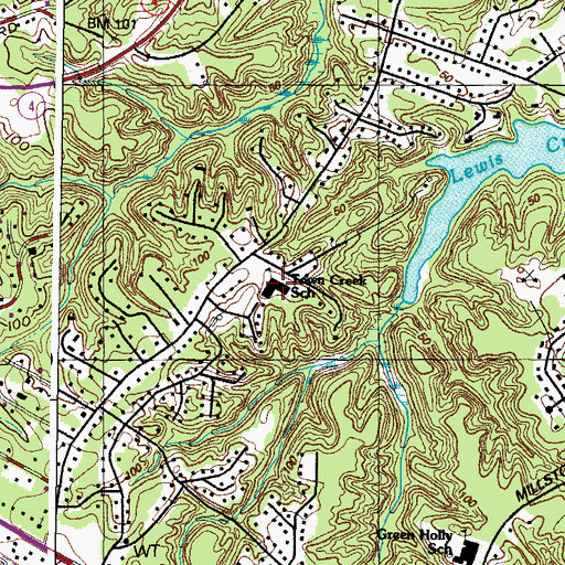 Topographic Map of Town Creek Elementary School, MD