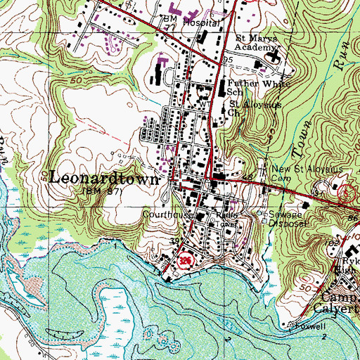 Topographic Map of Valentine Hall, MD