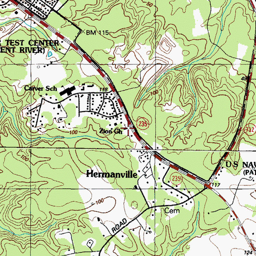 Topographic Map of Zion Church, MD