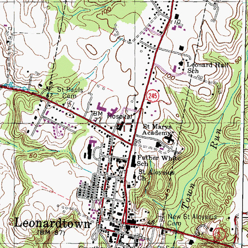 Topographic Map of Saint Marys Nursing Home, MD