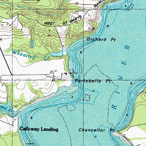 Topographic Map of Bacons Wharf, MD