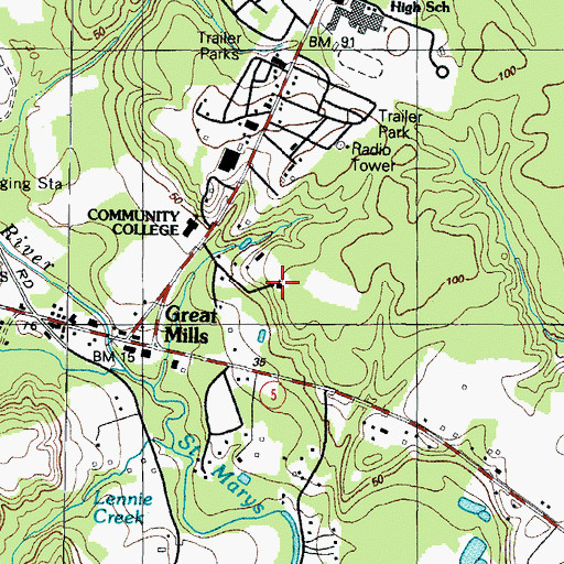 Topographic Map of Church of Christ, MD