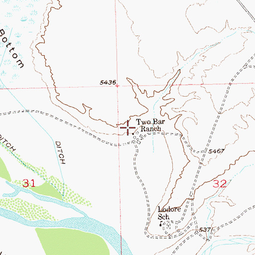 Topographic Map of Two Bar Ranch, CO