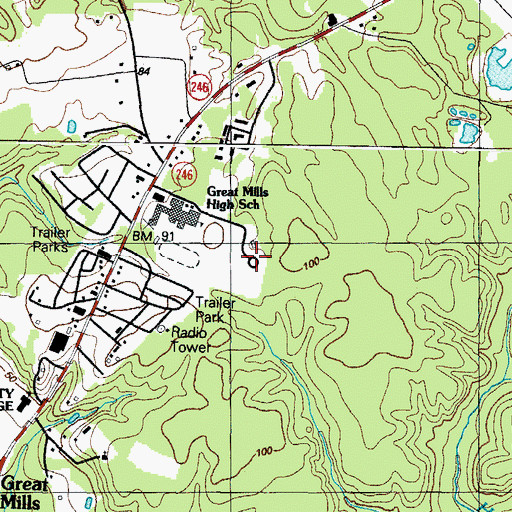 Topographic Map of James W Henderson Park, MD