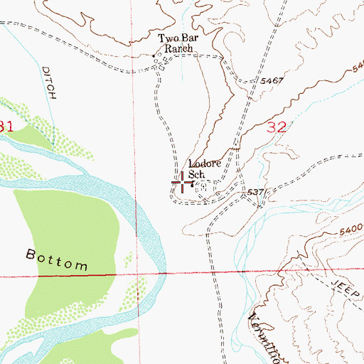Topographic Map of Lodore School, CO