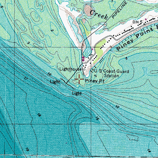 Topographic Map of Piney Point Bar, MD