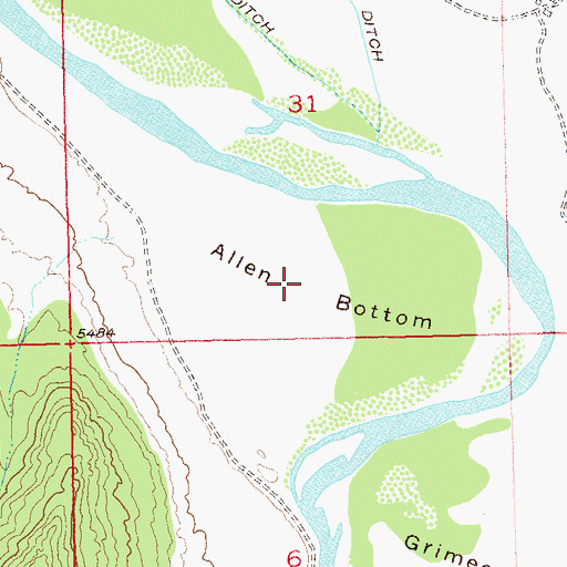 Topographic Map of Allen Bottom, CO