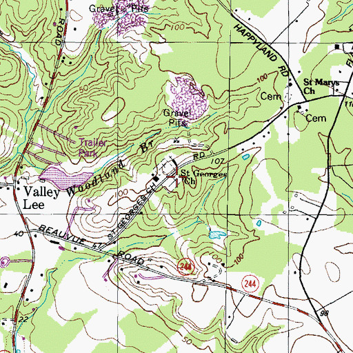 Topographic Map of Saint Georges Parish Cemetery, MD
