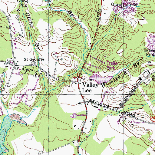 Topographic Map of Valley Lee Post Office, MD