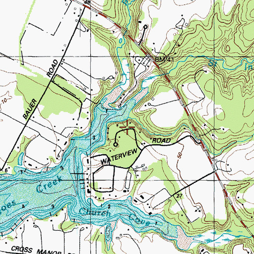 Topographic Map of Ancient Oaks, MD