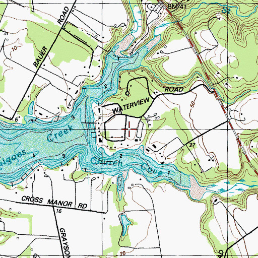 Topographic Map of Bluestone Estates, MD