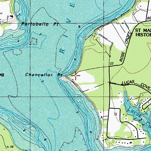 Topographic Map of Chancellors Point Natural History Area, MD