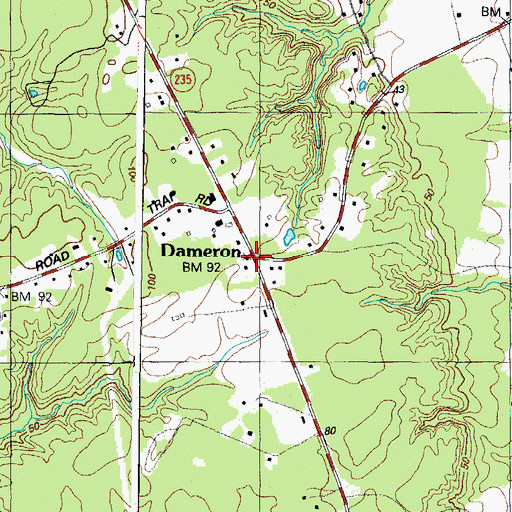 Topographic Map of Dameron Post Office, MD