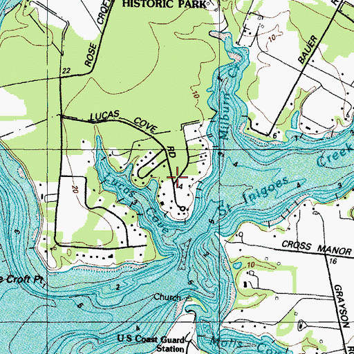 Topographic Map of Dutchmans Cove, MD