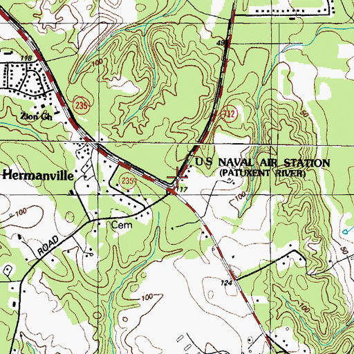 Topographic Map of Hermanville Post Office (historical), MD