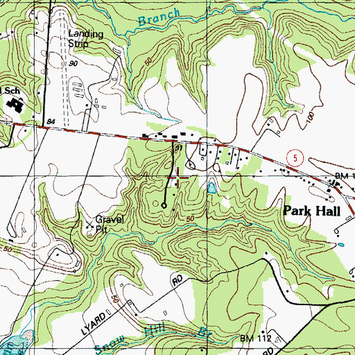 Topographic Map of Park Hall Estates, MD