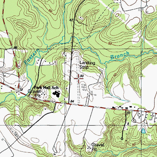 Topographic Map of Park Hall-Lexington Park Airport (historical), MD