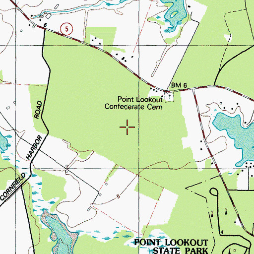 Topographic Map of Point Lookout Camp (historical), MD