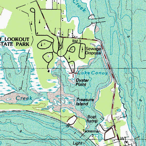 Topographic Map of Point Lookout State Park, MD