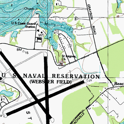 Topographic Map of Saint Inigoes Church, MD