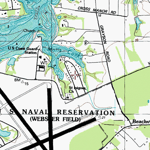 Topographic Map of Saint Inigoes Shores, MD