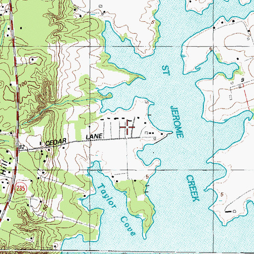 Topographic Map of Saint Jeromes Landing, MD