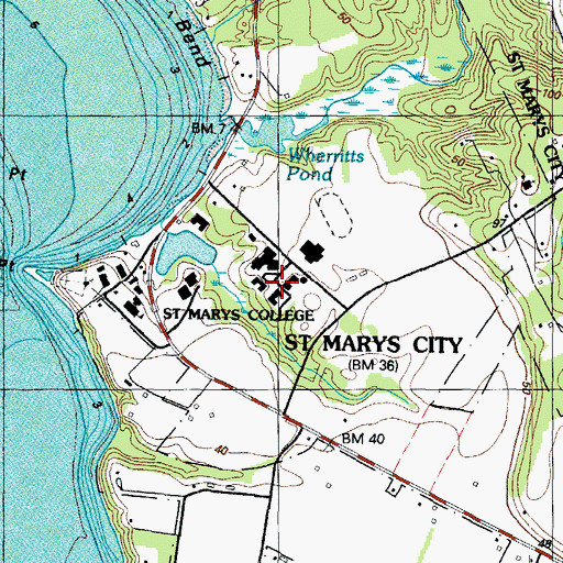 Topographic Map of Saint Marys College, MD