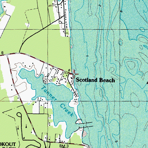 Topographic Map of Scotland Beach Post Office (historical), MD