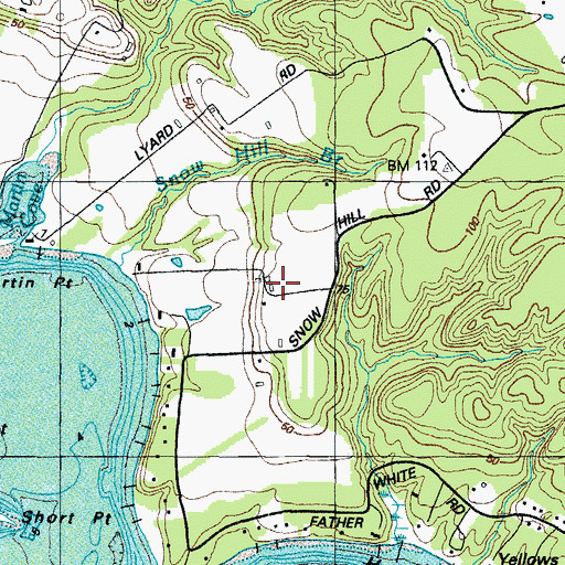 Topographic Map of Snow Hill Manor, MD