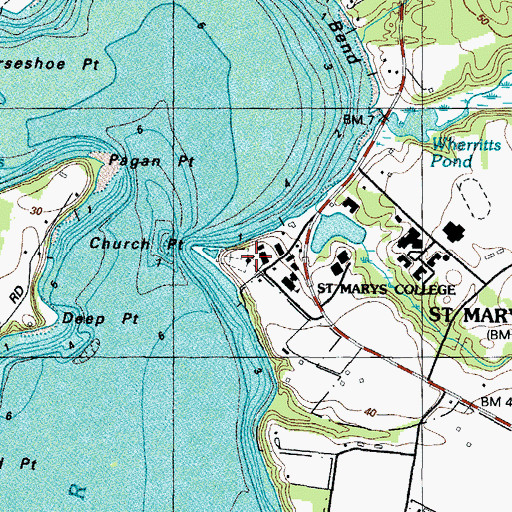 Topographic Map of Trinity Episcopal Church, MD