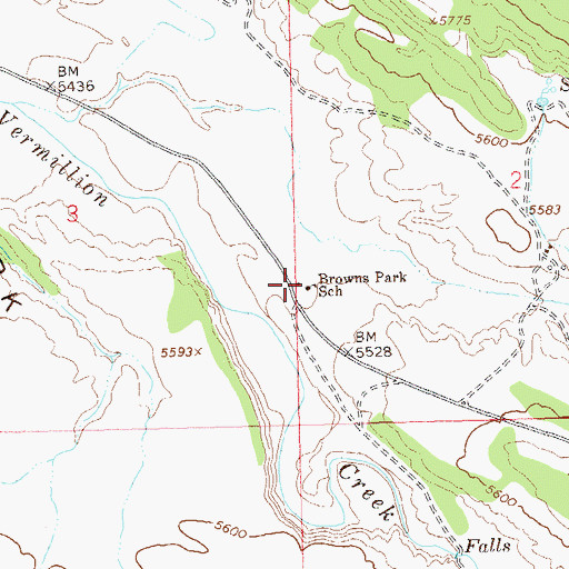 Topographic Map of Browns Park School, CO