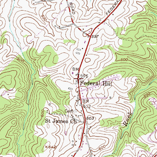 Topographic Map of Federal Hill Post Office (historical), MD