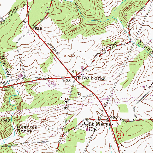 Topographic Map of Five Forks, MD