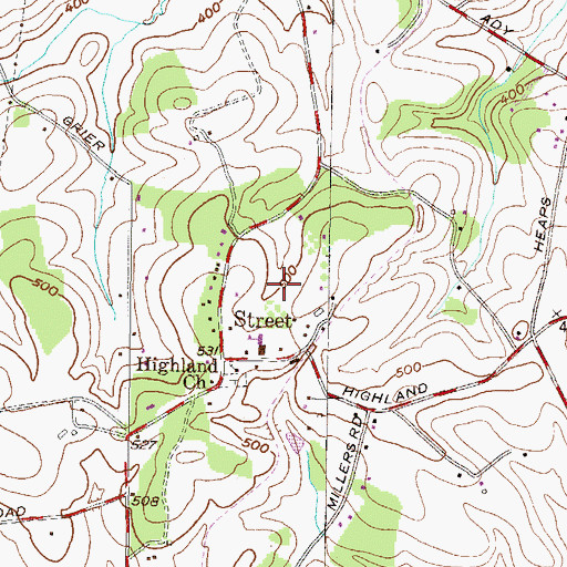 Topographic Map of Highland Park, MD