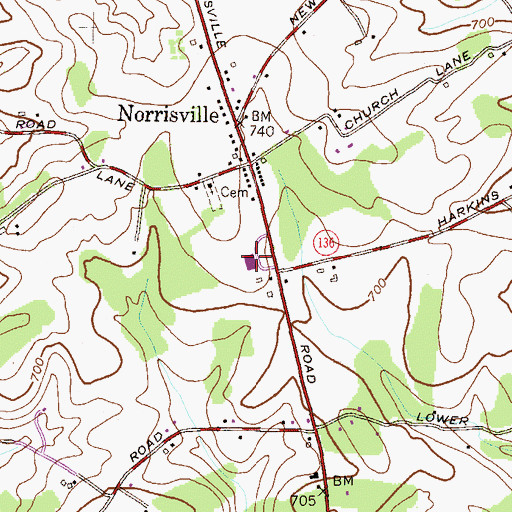 Topographic Map of Norrisville Elementary School, MD