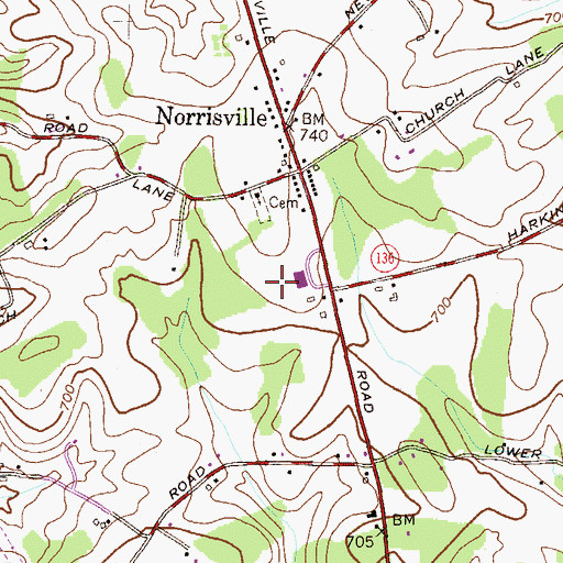 Topographic Map of Norrisville Recreation Complex, MD