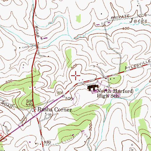 Topographic Map of North Harford Elementary School, MD
