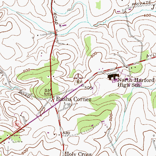 Topographic Map of North Harford Middle School, MD