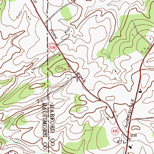 Topographic Map of Old York Manor, MD