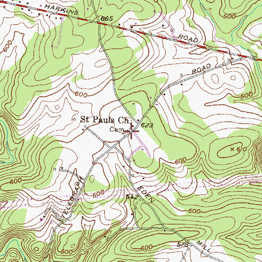 Topographic Map of Saint Pauls Cemetery, MD