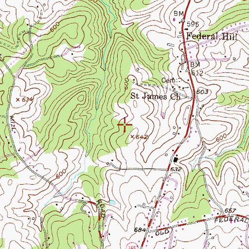 Topographic Map of Spooners Creek, MD