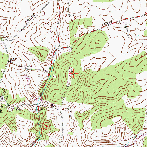 Topographic Map of Whispering Woods, MD